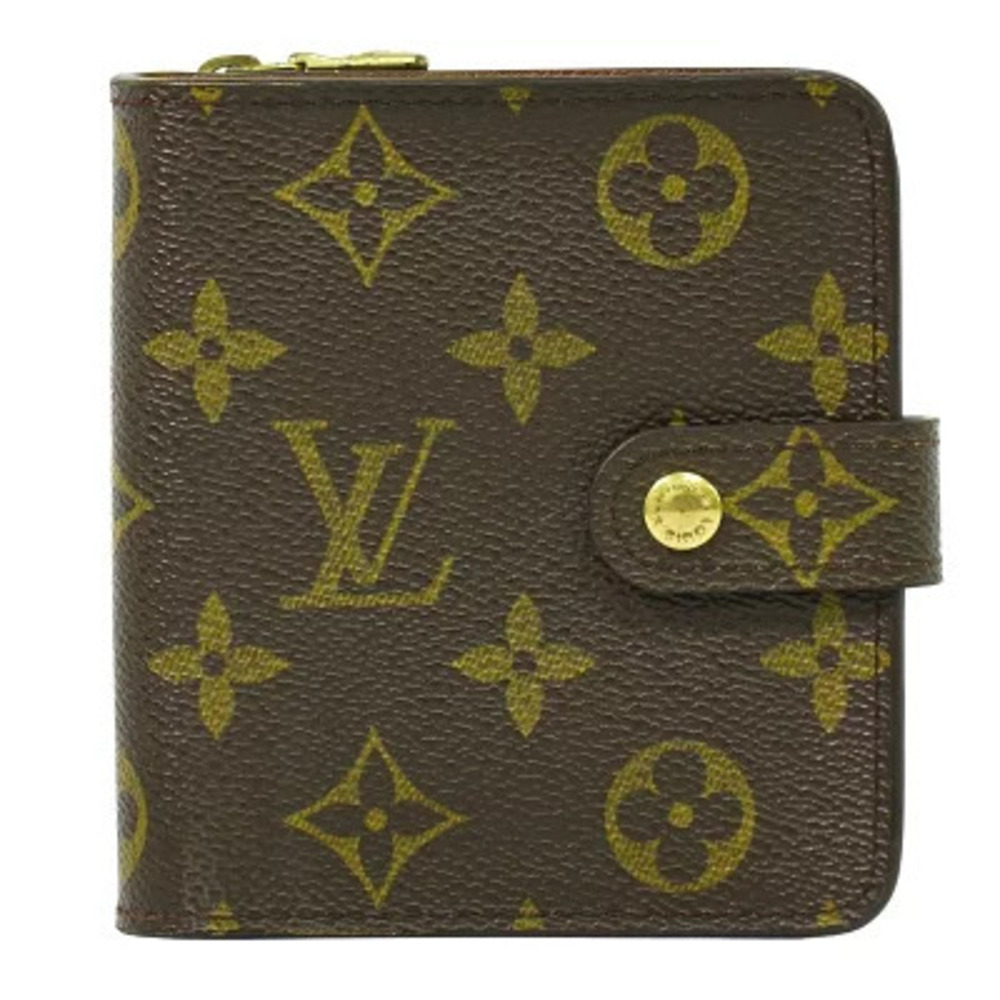 Louis Vuitton LV Compact Zip Monogram Folding Wallet Brown